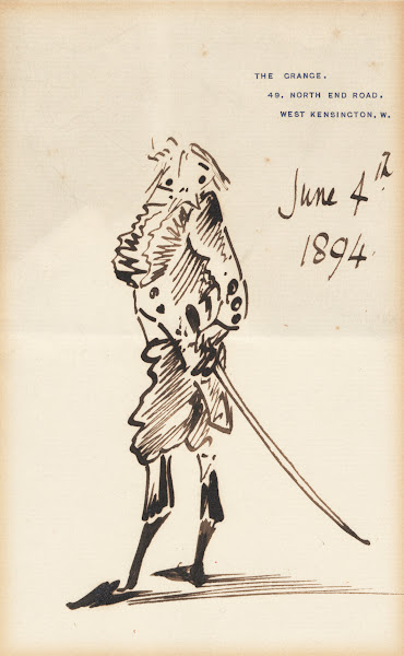 Self caricature in formal dress on the occasion of his baronetcy 1894