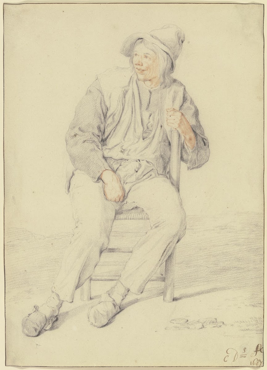 Bauer auf einem Stuhl nach links gewandt 1687
