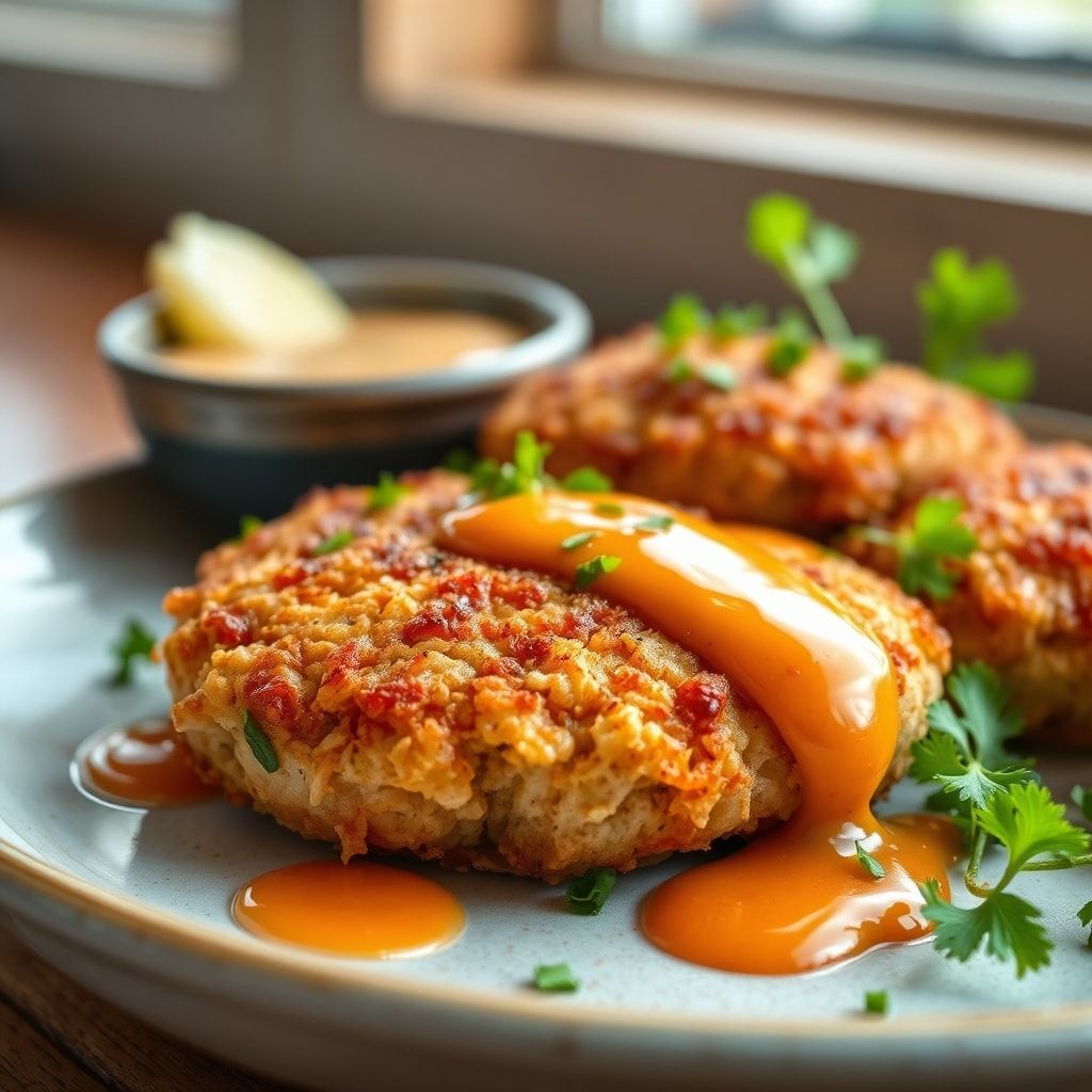 Crispy Asian Tuna Cakes with Spicy Mayo Sauce – Easy Weeknight Dinner finished