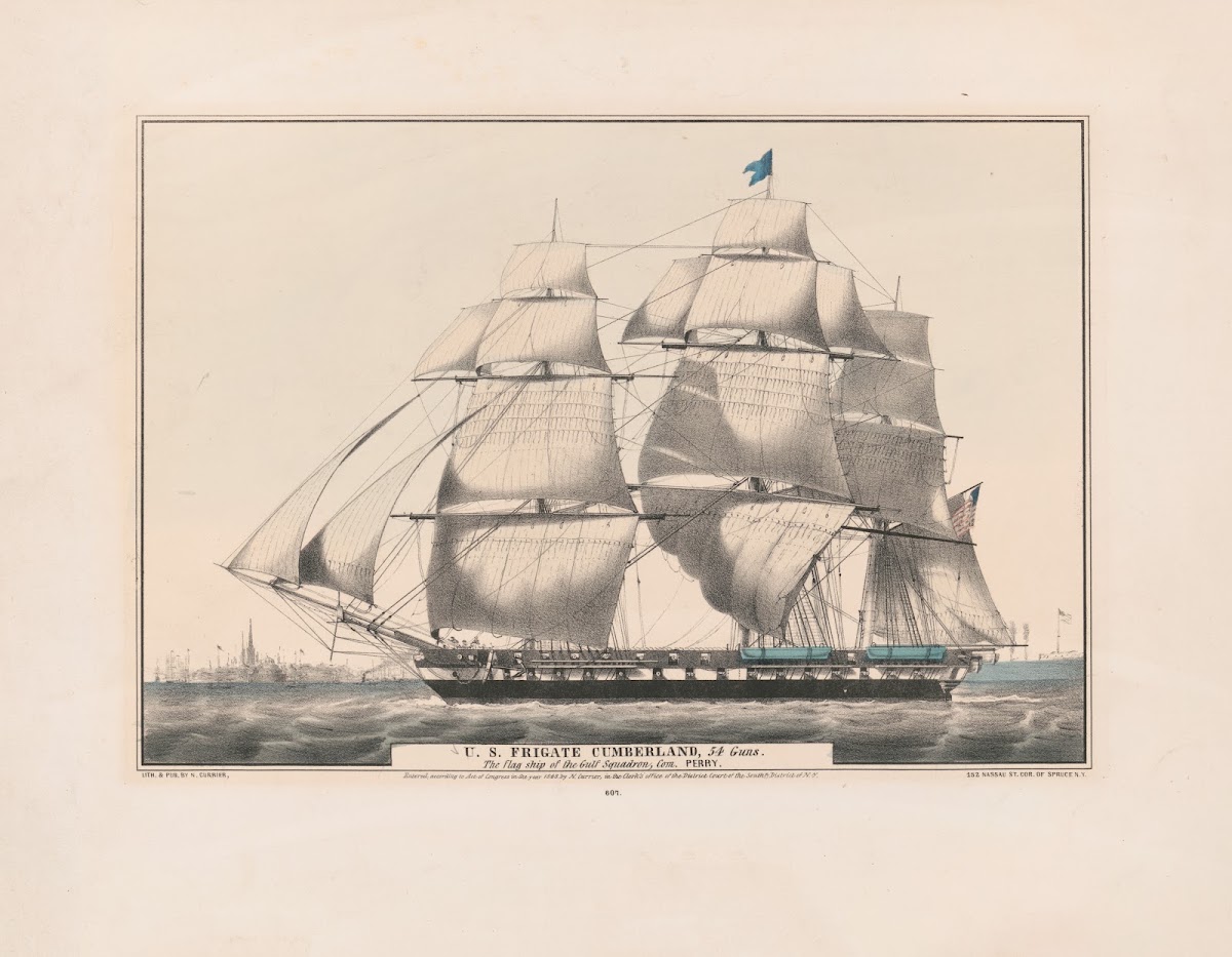 US frigate Cumberland 54 guns  the flag ship of the Gulf Squadron Com Perry 1848