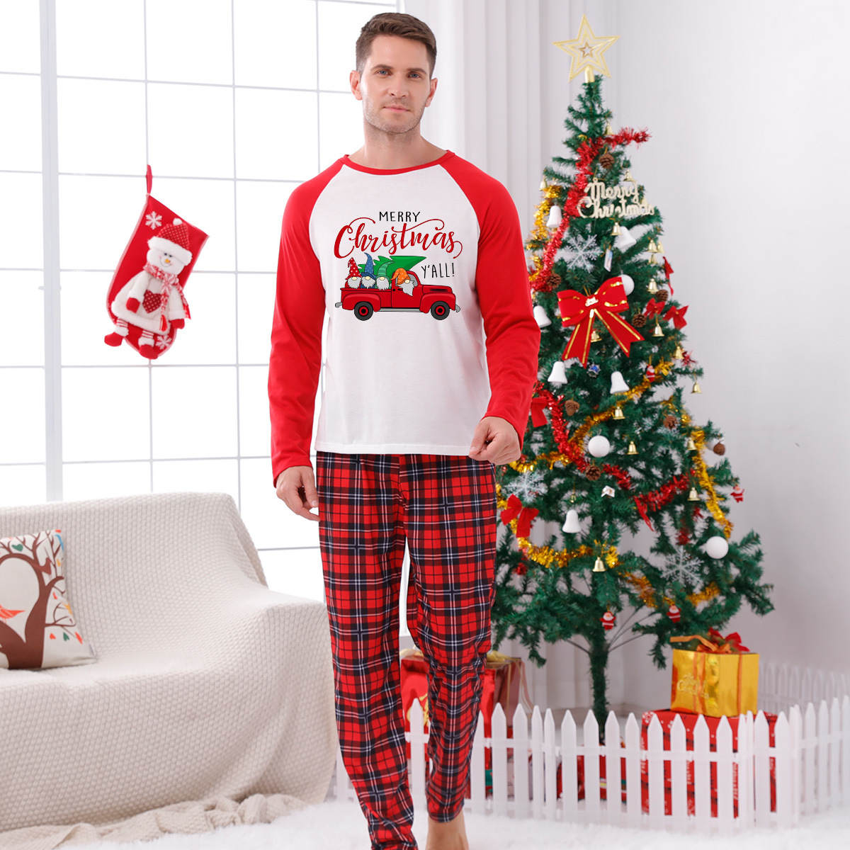 Family Pajama Set with Checkered Pattern