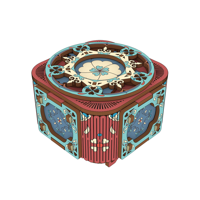 Decorative wooden music box to assemble
