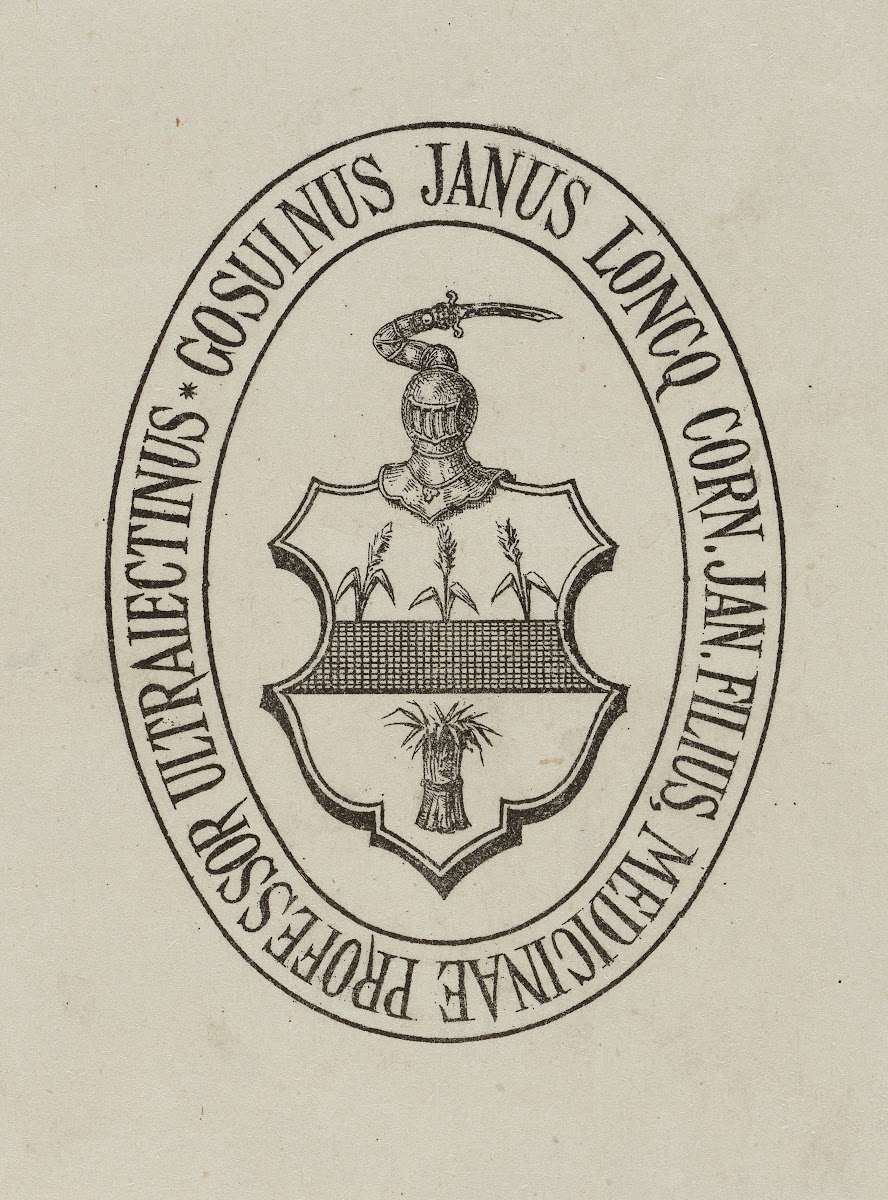 Bookplate Gosuinus Janus Loncq Corn Jan Filius Medicinae Professor Ultraiectinus