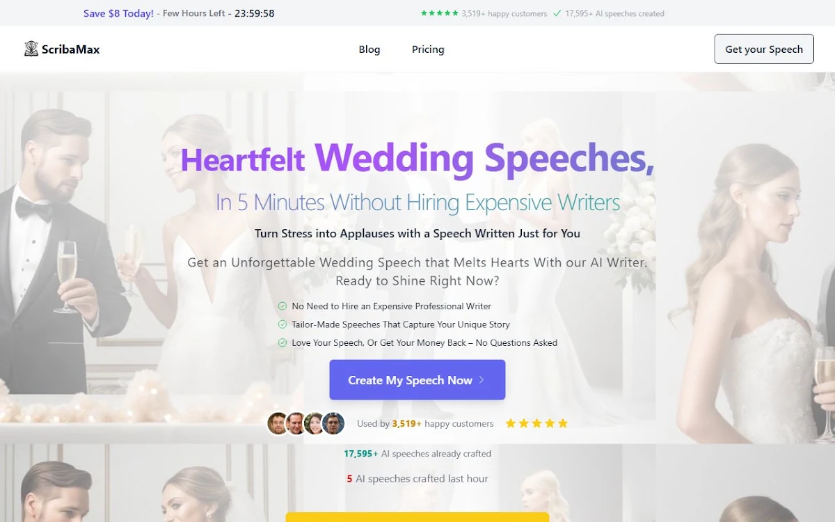 Captura de ScribaMax - AI-Powered Speech Writer