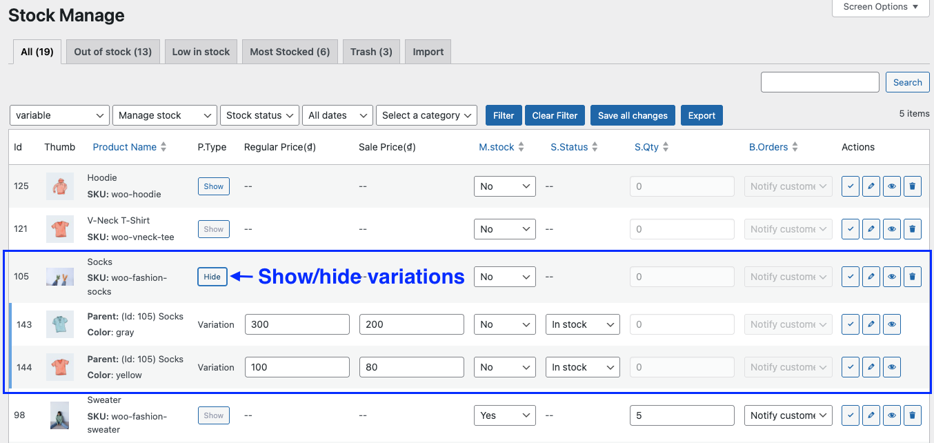 Woo Stock Manage & Report