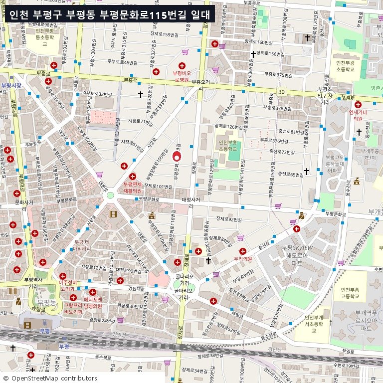 인천 부평구 부평동 부평문화로115번길 일대 위치도