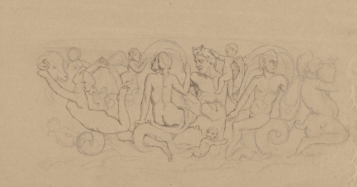 Procession of Sea Deities Enclosed in an Arabesque Form 1870   1900