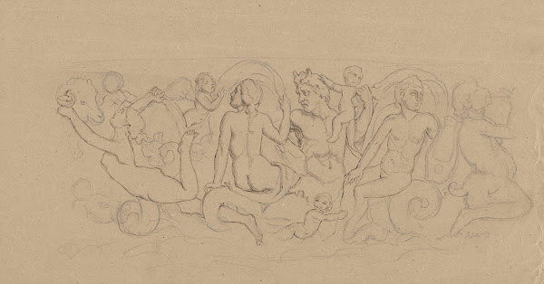 Procession of Sea Deities Enclosed in an Arabesque Form 1870   1900