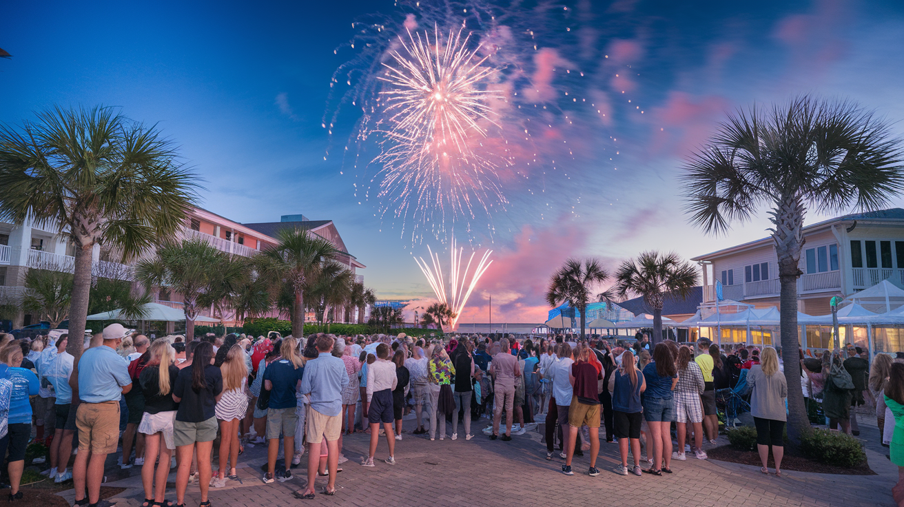 Fireworks Time at Market Commons Myrtle Beach & Viewing Tips