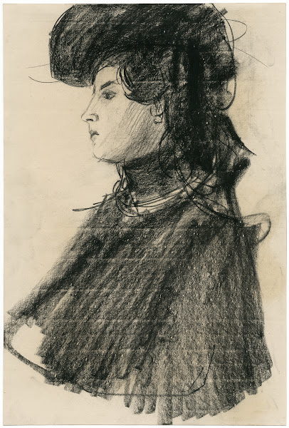 Vrouw met hoed en pelerine 1906