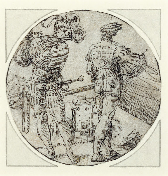 A Flutist and Drummer Before a Moated Castle 1515