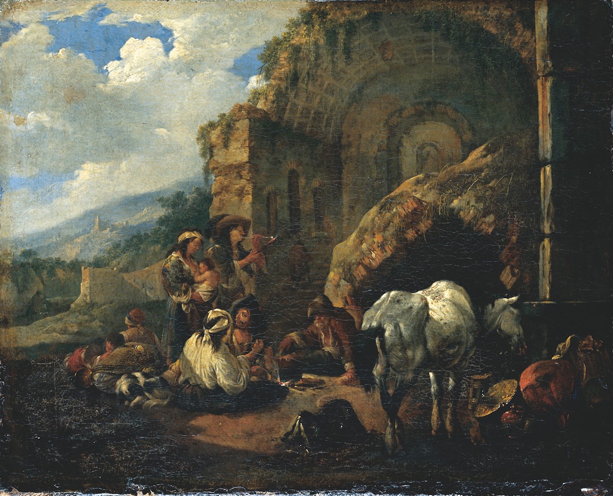 Gypsy Camp in a Roman Ruin ca 1671