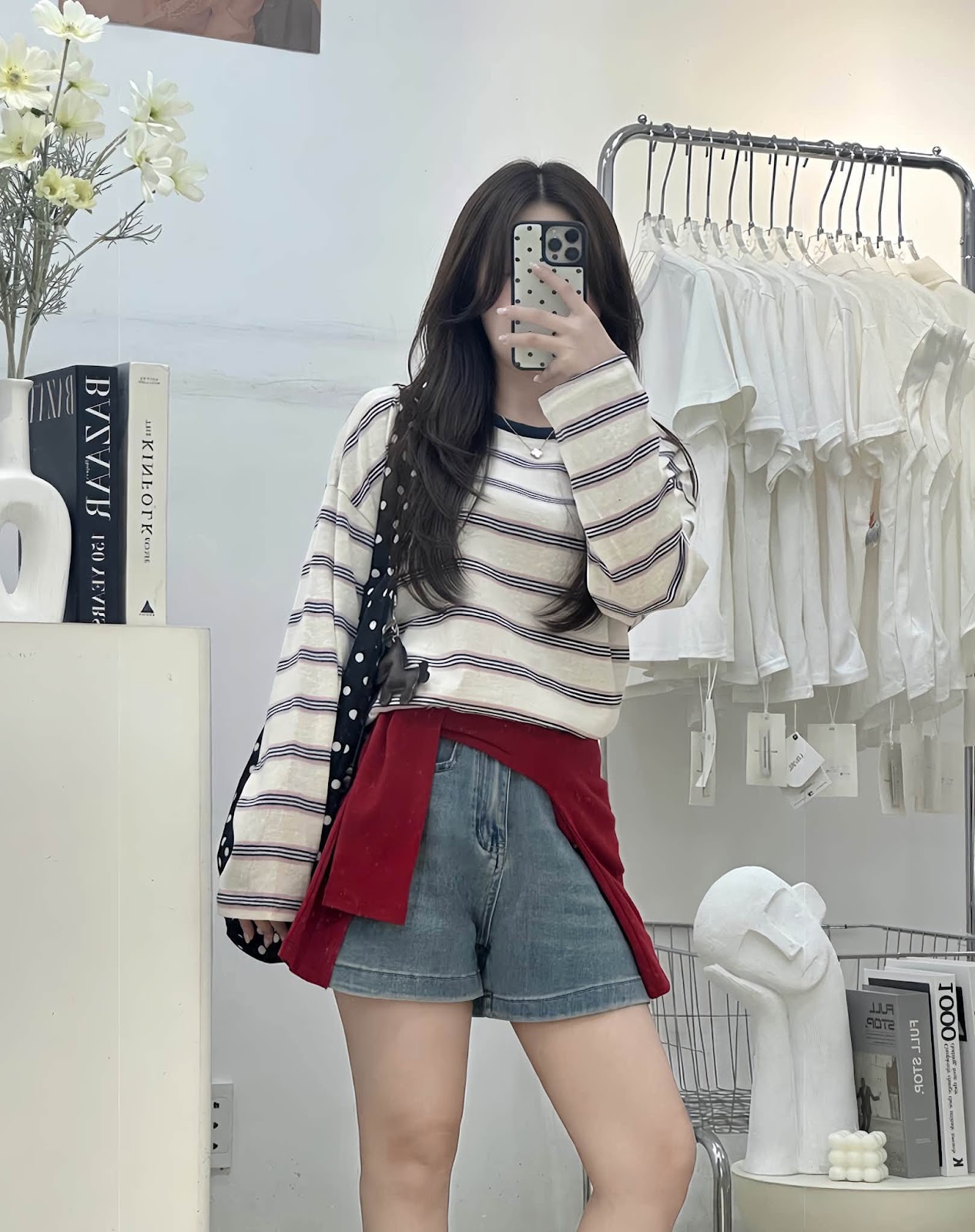 Áo thun dài tay sọc ngang thêu hình chú chó XONXEN SHOP 11355