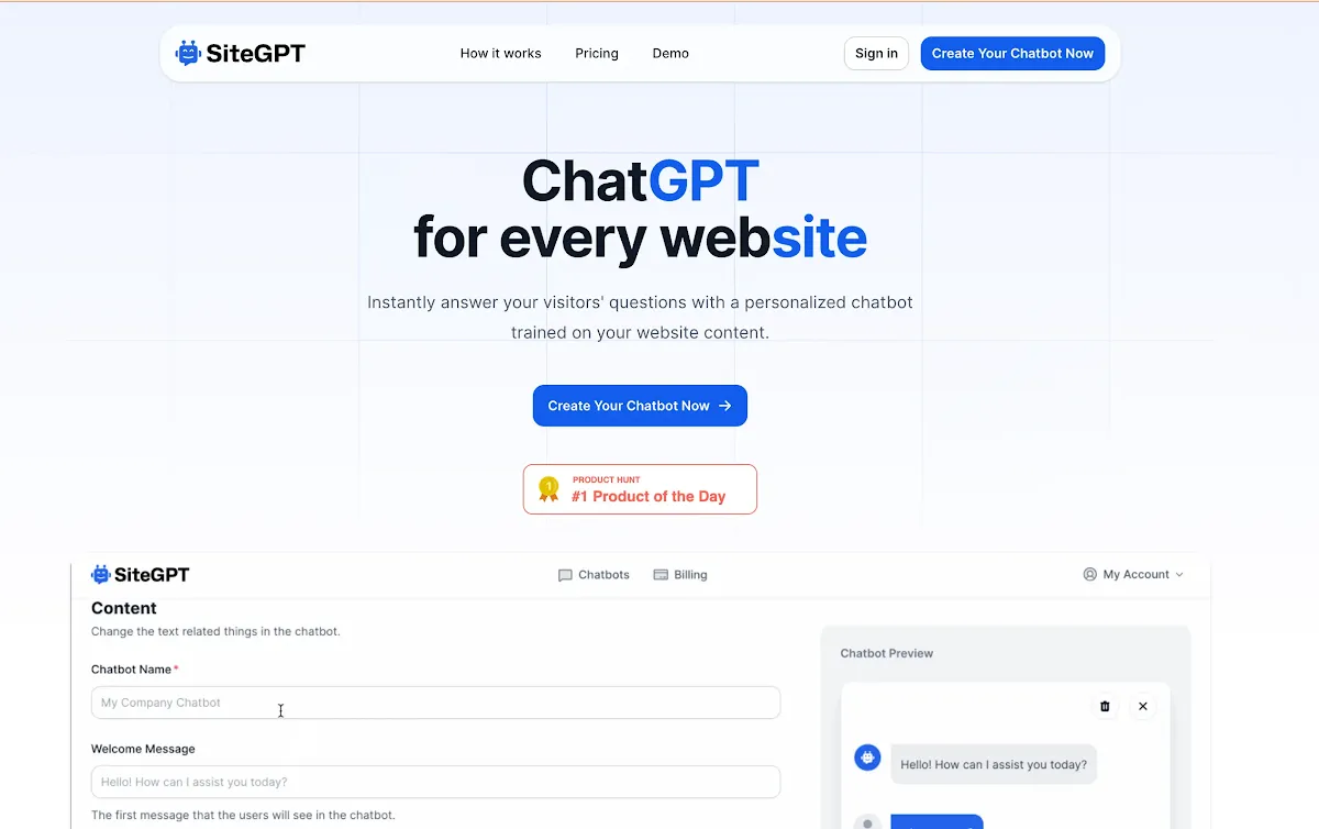 Captura de SiteGPT