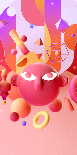 Abstract Pink Geometric Character Art 4K Wallpaper Background