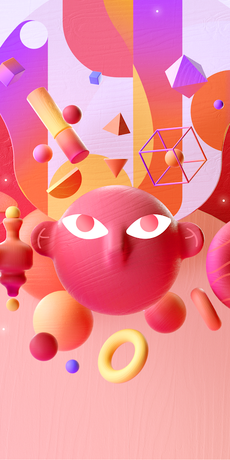Abstract Pink Geometric Character Art 4K Phone Wallpaper