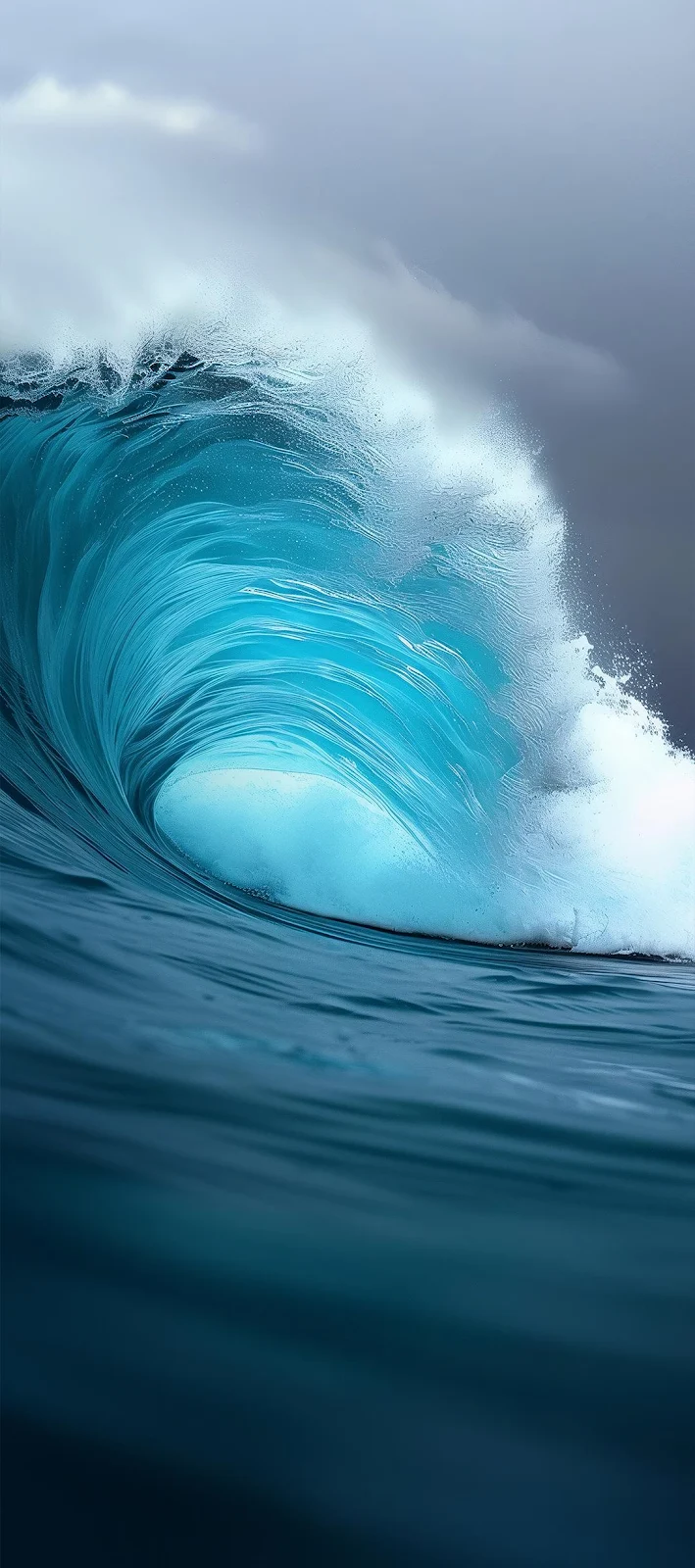 Massive Blue Ocean Barrel Wave - Marine Photography Full HD iPhone Wallpaper (1080x2436)