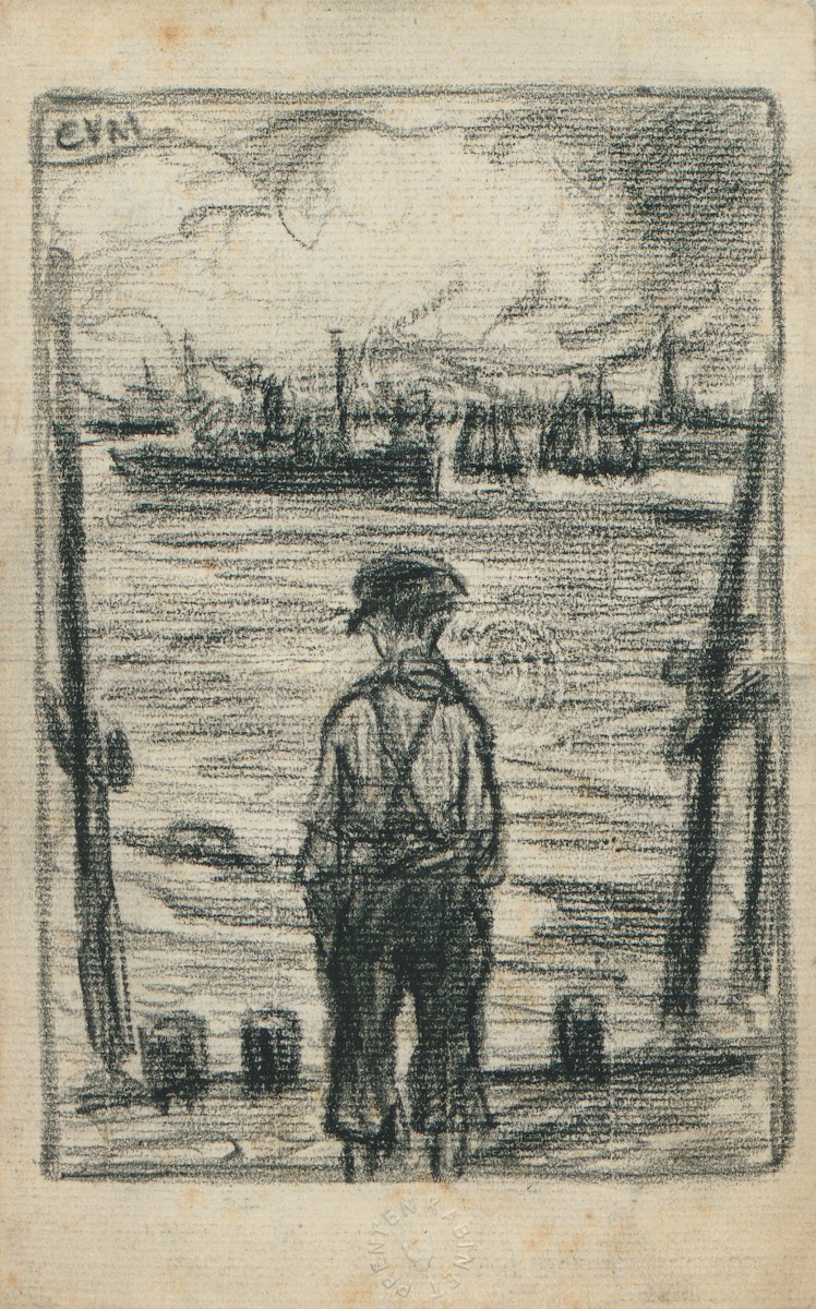 Jongen turend over de Schelde