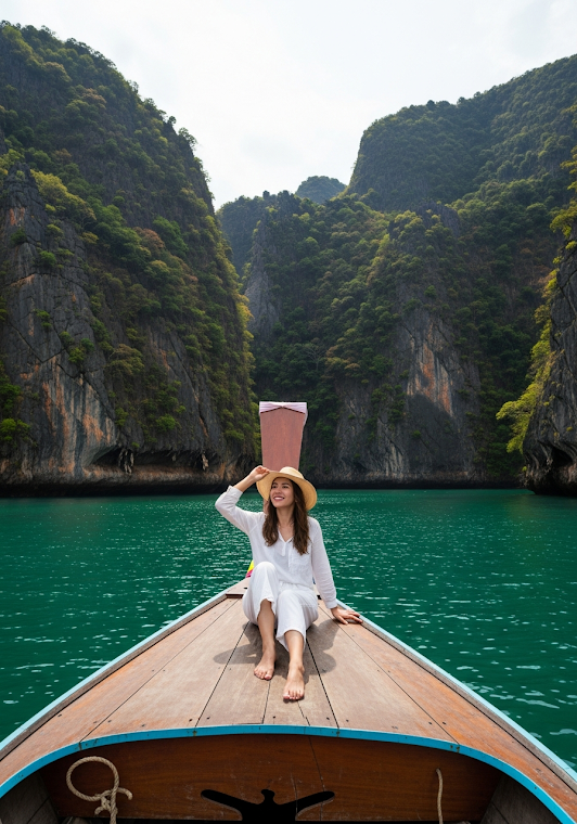 Woman Longtail Boat Krabi