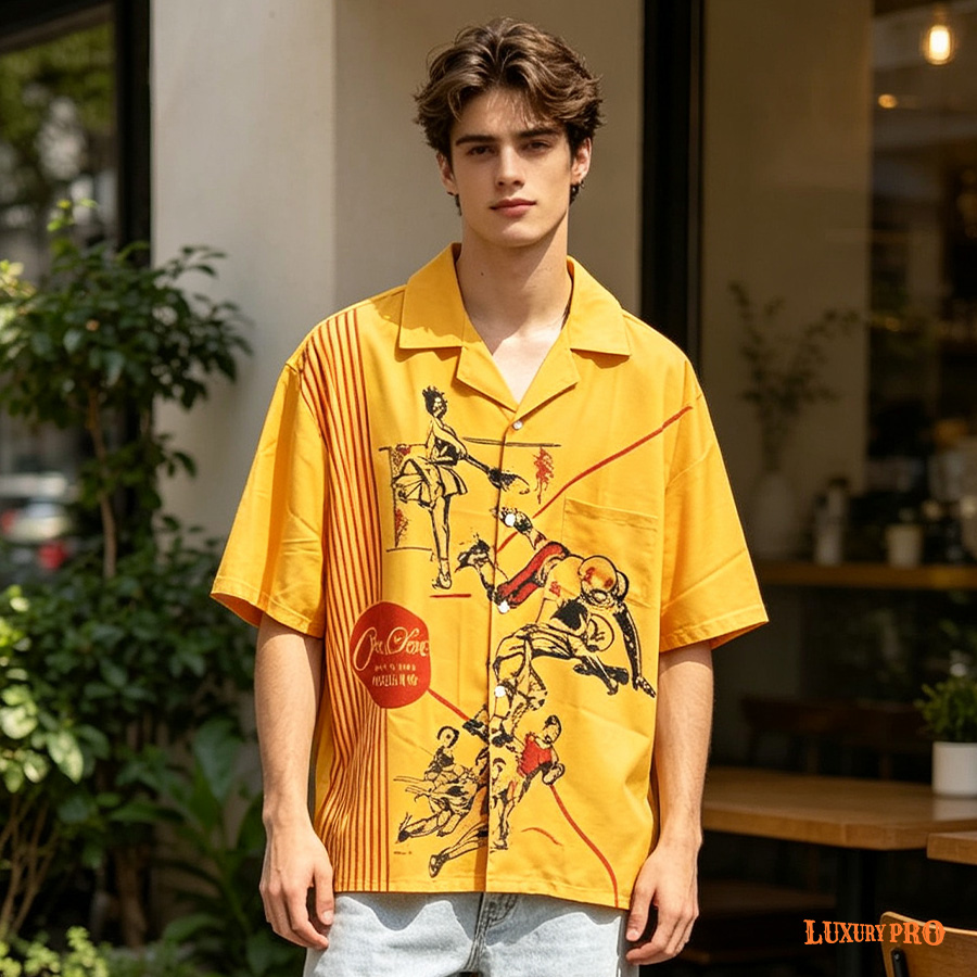 AOP EO Tall Fit Shirt Cuban Collar With Pocket – Linglong Linen Fabric
