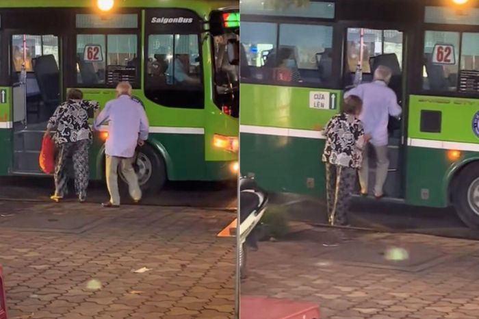Khoảnh khắc cặp vợ chồng già dìu nhau lên xe buýt khiến dân mạng 'tan chảy' - Báo VTC News