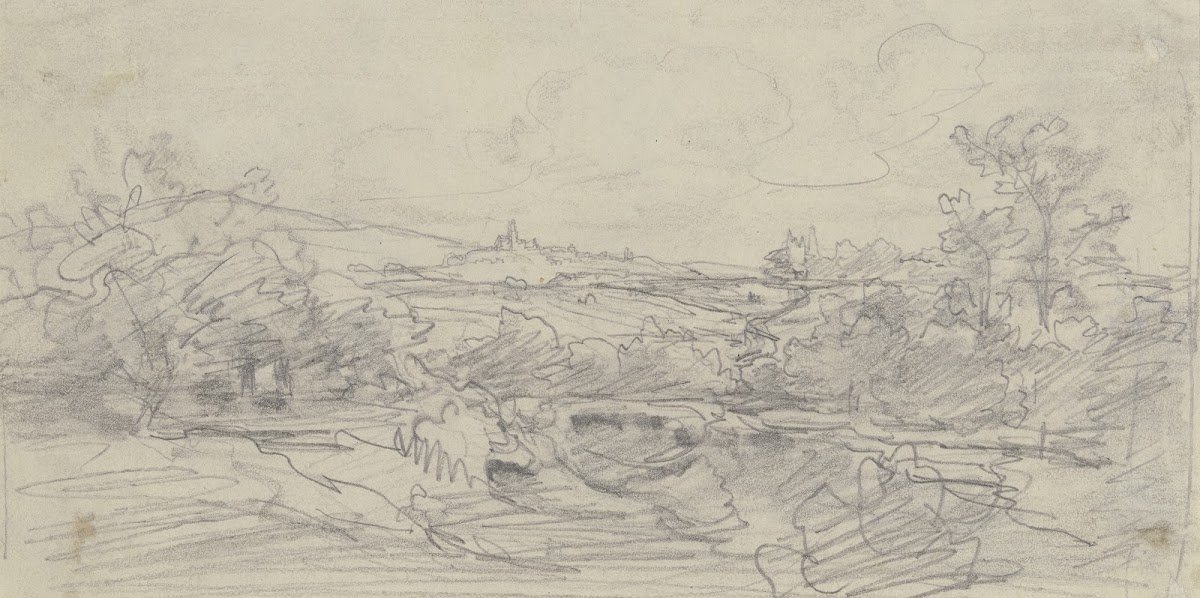 Hill landscape with castle