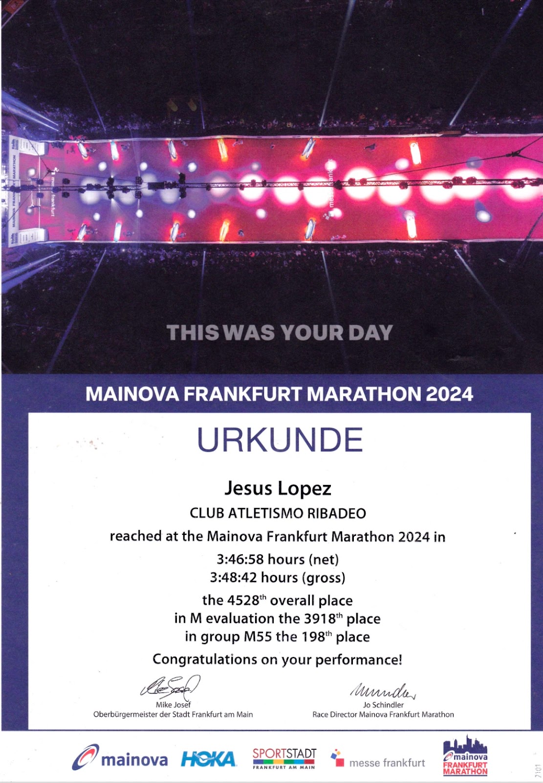 Diploma de FRANKFURT MARATHON