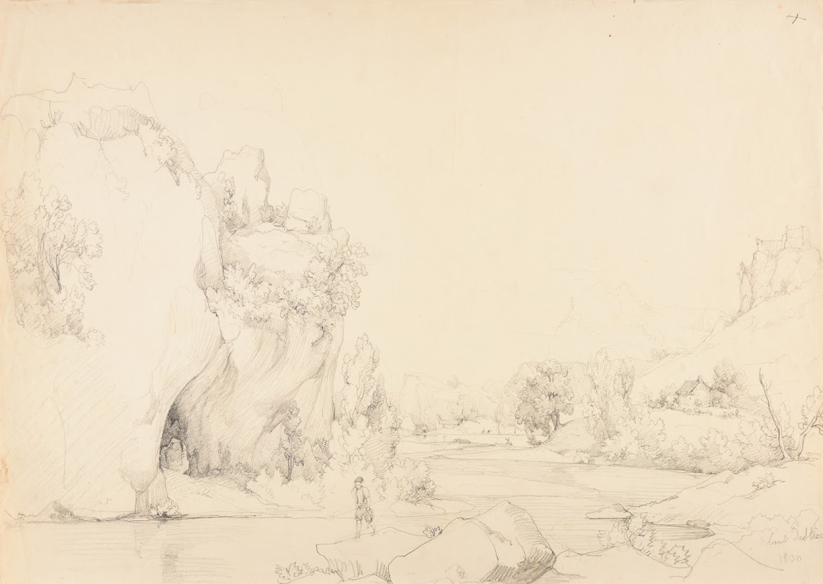 Rivière avec rochers et pêcheurs