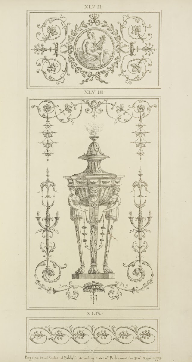 Central design of three footed basin burning incense 1777   1784