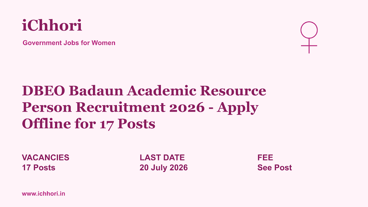 DBEO Badaun Academic Resource Person Recruitment 2026 - Apply Offline for 17 Posts - iChhori