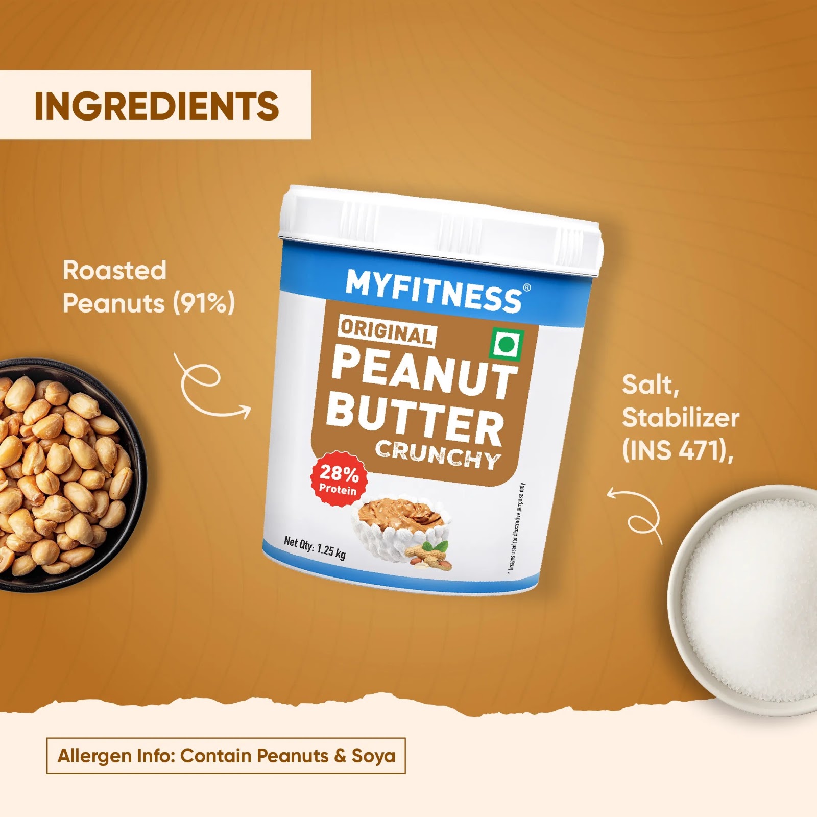 MyFitness Peanut Butter - Original — Crunchy, 510 g