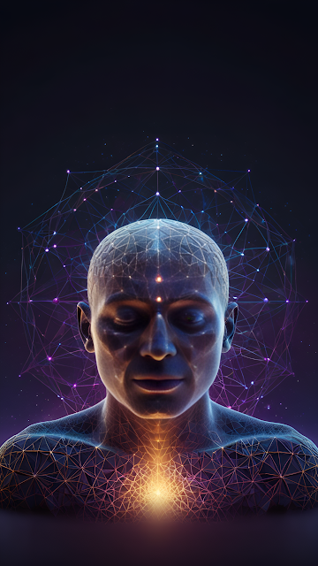 Digital Consciousness Wireframe Portrait Art - Free mobile Wallpaper