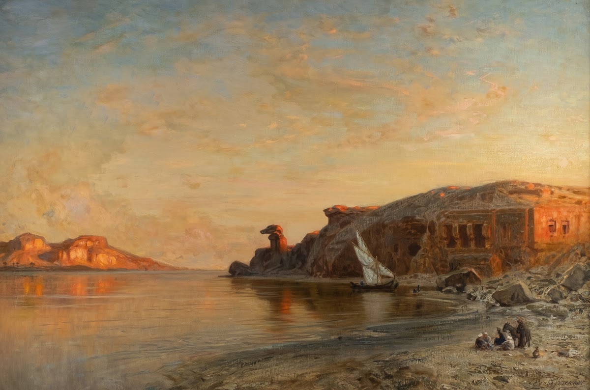Evening in Egypt by the Nile at Gebel es Silsila 1919
