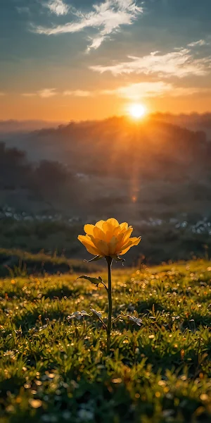 Sunrise, Wildflower, Meadow, Golden Hour 4K iPhone Wallpaper Background