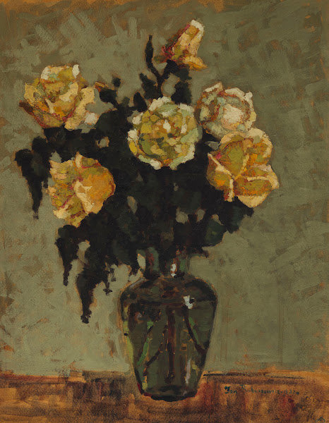 Tea Roses in a Green Vase 1933