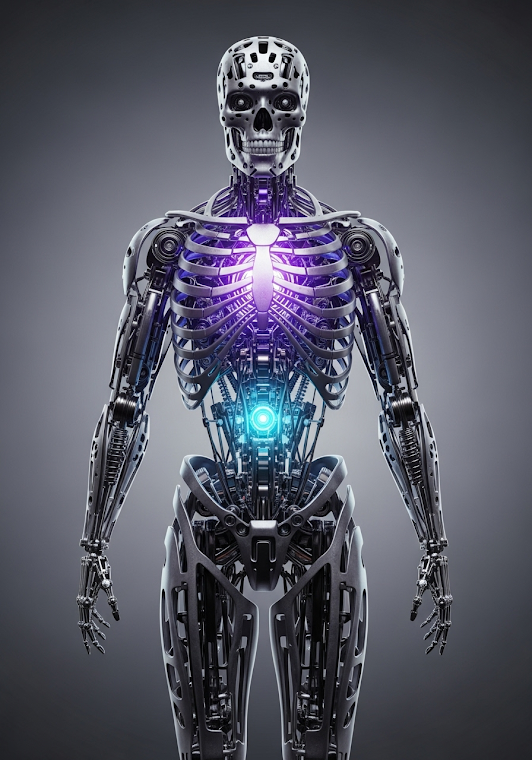 Mechanical Humanoid with Glowing Core