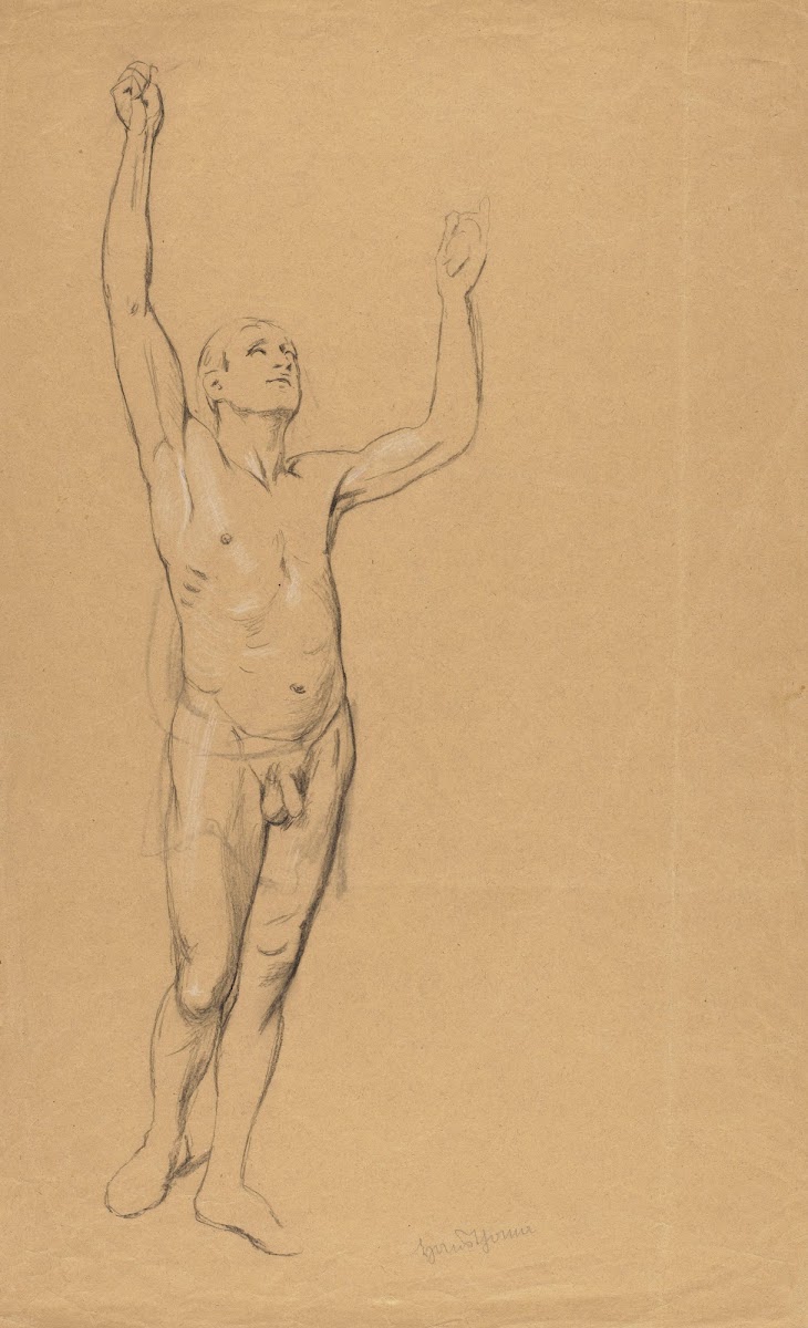 Nude Male with Raised Hands 1900
