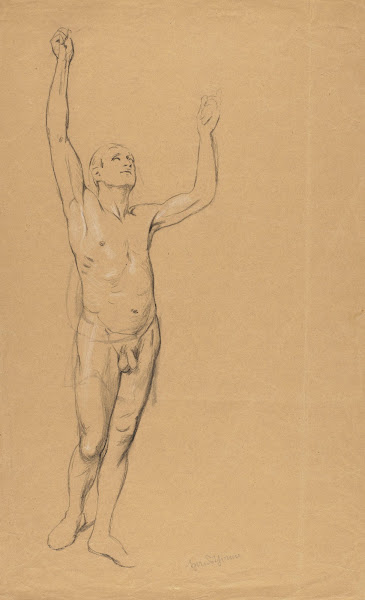 Nude Male with Raised Hands 1900