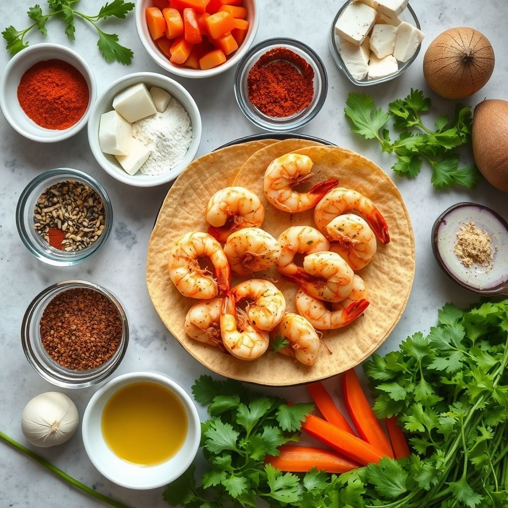 Ingredients for Quick and Easy Grilled Shrimp Tacos for Weeknight Dinner (Ready in 40 Minutes!)