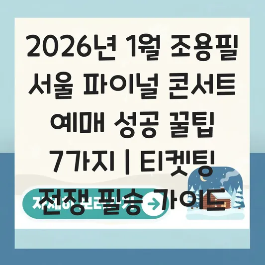 2026년 1월 조용필 콘서트 서울 파이널 공연 예매 성공을 위한 티켓팅 꿀팁 및 좌석 추천 대표 이미지