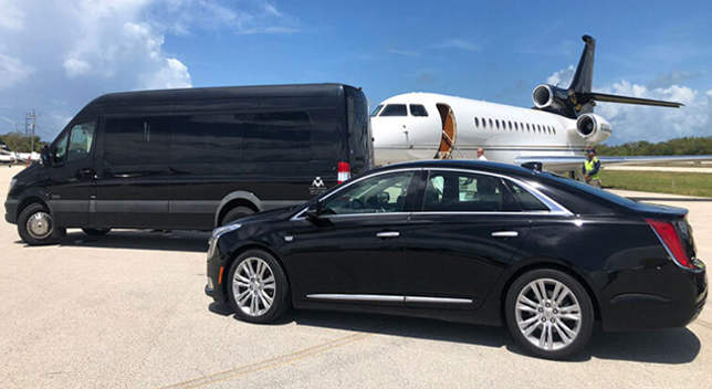 Executive vehicle staged for a delegation arriving in South Florida