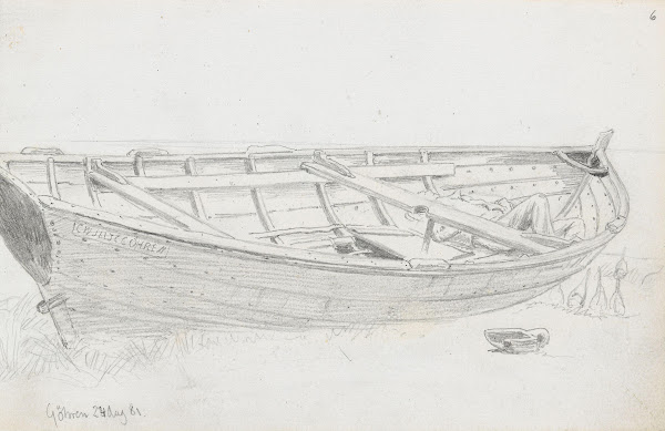 Ankere og båt på stranden Göhren 1881