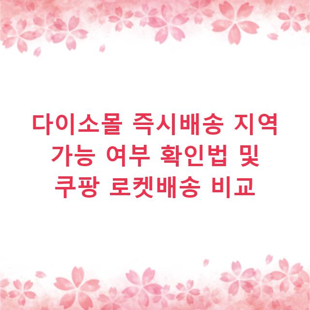다이소몰 즉시배송 지역 가능 여부 확인법 및 쿠팡 로켓배송 비교