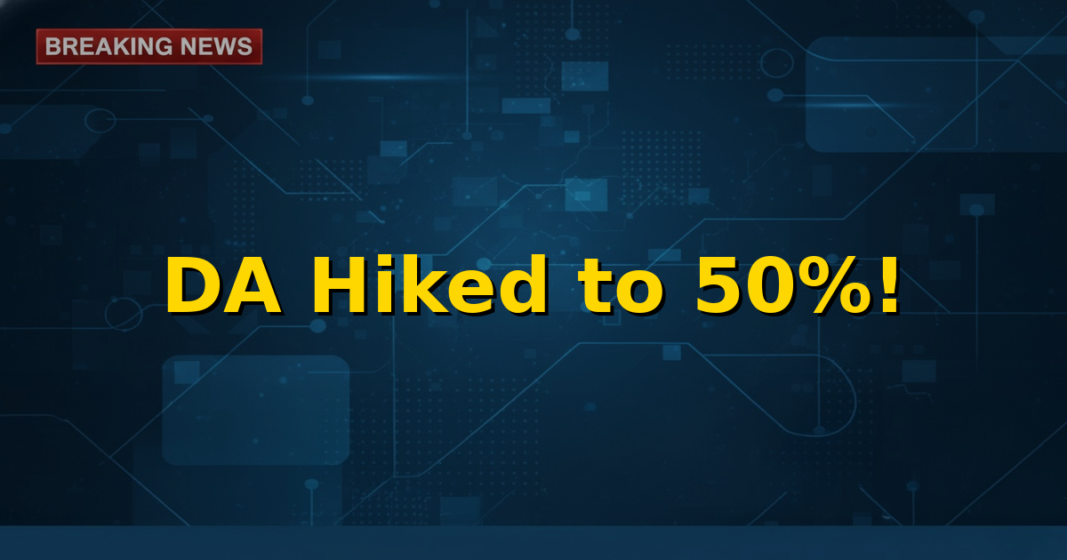 Image depicting a hand holding Indian Rupee notes with a calculator showing a percentage increase, symbolizing the Dearness Allowance hike.