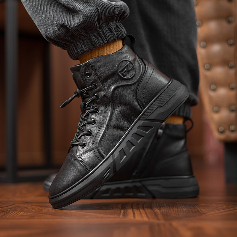Men's Leather Ankle Boots, Padded Winter Boots