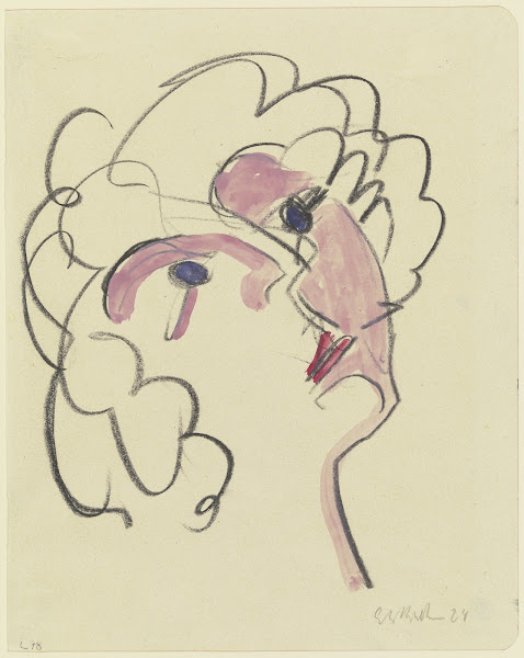 Emporblickender Frauenkopf ca 1926