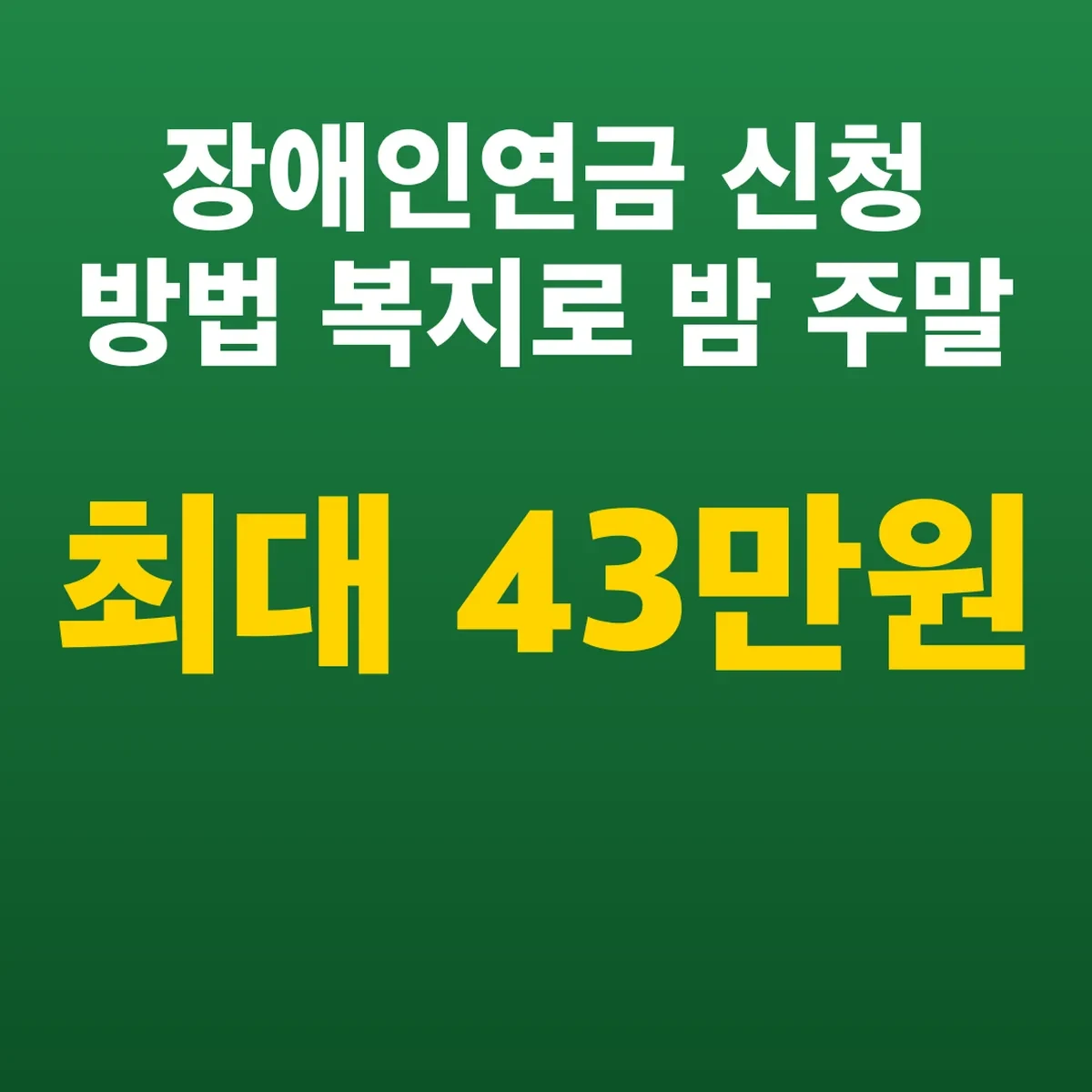 장애인연금 신청 방법 복지로 밤 주말 최대 43만원