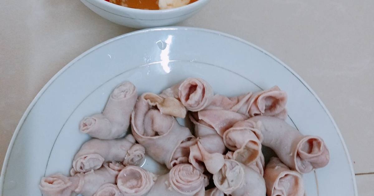 Phèo cuộn chấm mắm gừng