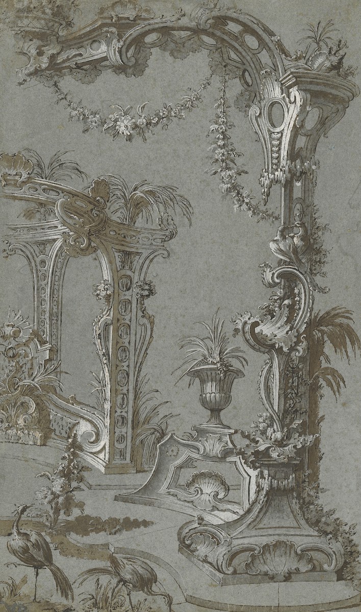 A Rococo Garden Trellis and Gazebo c 1750