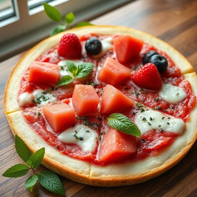 Refreshing Watermelon Pizza with Berries and Mint – Easy Homemade Summer Dessert